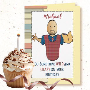 Ethnic Male Cartoon Bookworm Sassy 50th Birthday Card