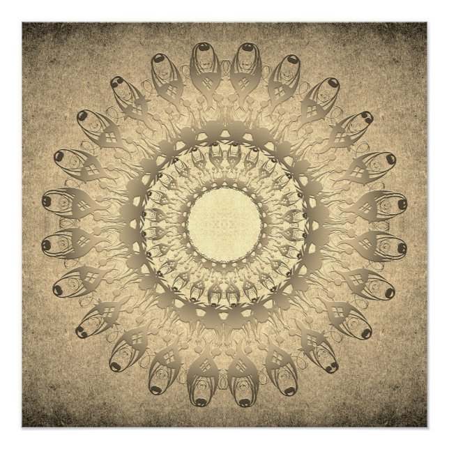 ethnic mandala on grunge background poster (Front)
