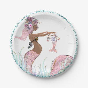 Ethnic Mermaid Baby Shower Paper Plates