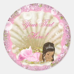 Ethnic Mermaid Baby Shower Stickers