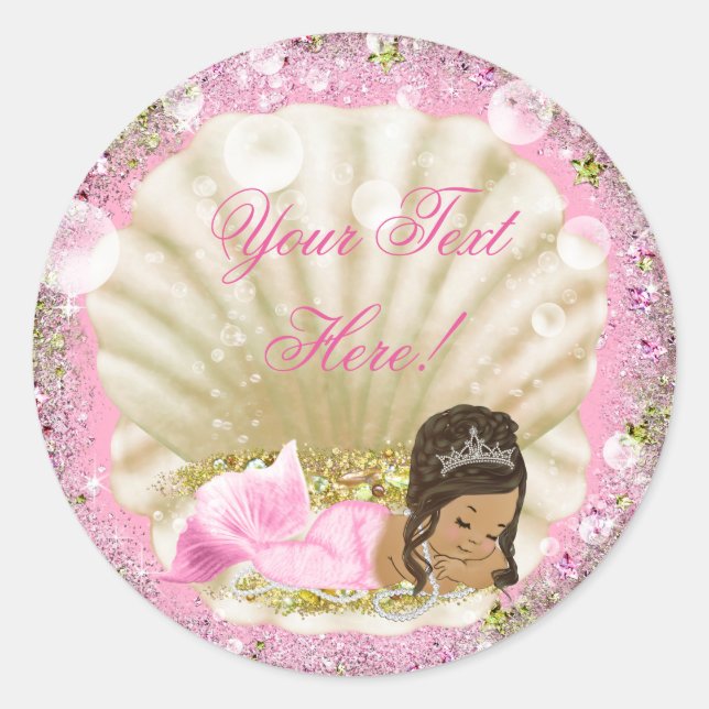 Ethnic Mermaid Baby Shower Stickers (Front)