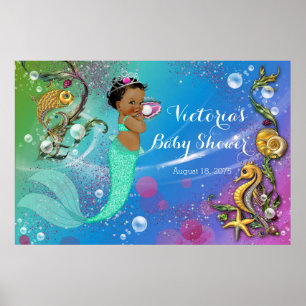Ethnic Mermaid Under The Sea Baby Shower Poster
