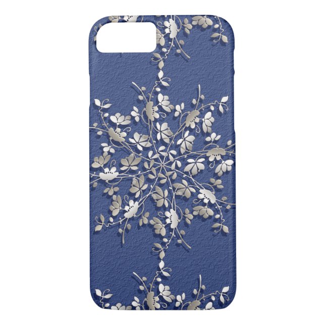 Ethnic metallic mandala on blue grunge background Case-Mate iPhone case (Back)