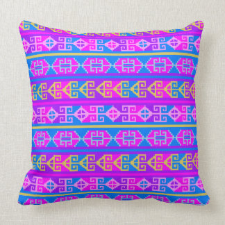 Ethnic Mexican Aztec geometric colourful pattern Throw Pillow