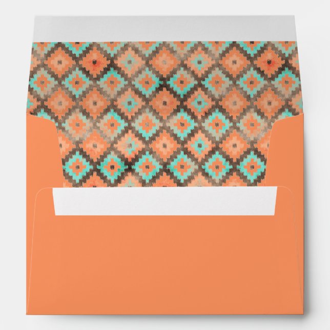Ethnic Modern Kilim Mosaic Pattern Watercolor Envelope (Back (Bottom))