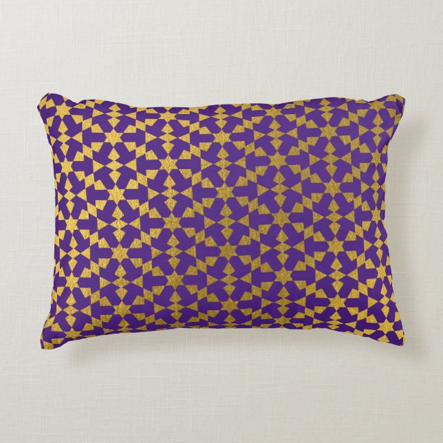 Ethnic Moroccan Geometric Mosaic Pattern Accent Pillow (Front)