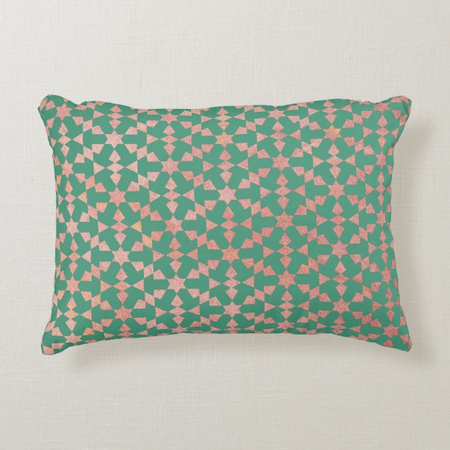 Ethnic Moroccan Geometric Mosaic Pattern Accent Pillow (Front)