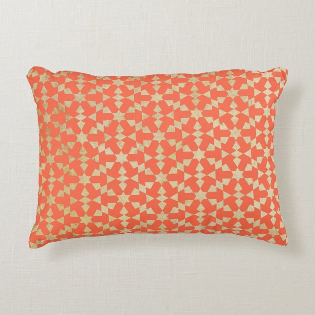 Ethnic Moroccan Geometric Mosaic Pattern Accent Pillow (Front)