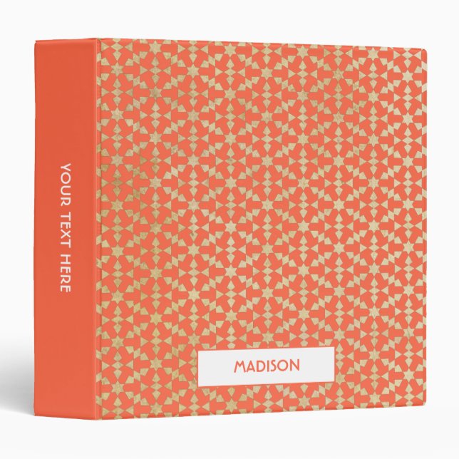 Ethnic Moroccan Geometric Mosaic Pattern Binder (Front/Spine)