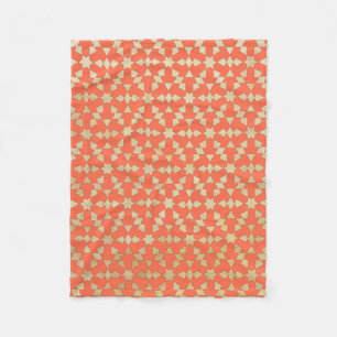 Ethnic Moroccan Geometric Mosaic Pattern Fleece Blanket
