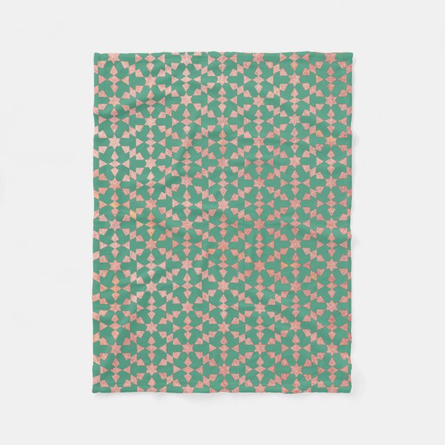 Ethnic Moroccan Geometric Mosaic Pattern Fleece Blanket (Front)