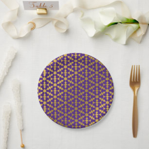 Ethnic Moroccan Geometric Mosaic Pattern  Paper Plate