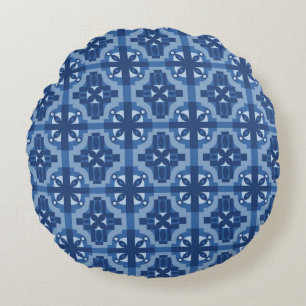 Ethnic Moroccan Motifs Seamless Pattern 2 Round Pillow