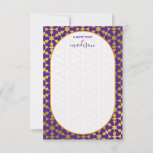 Ethnic Moroccan Purple & Gold Note Card