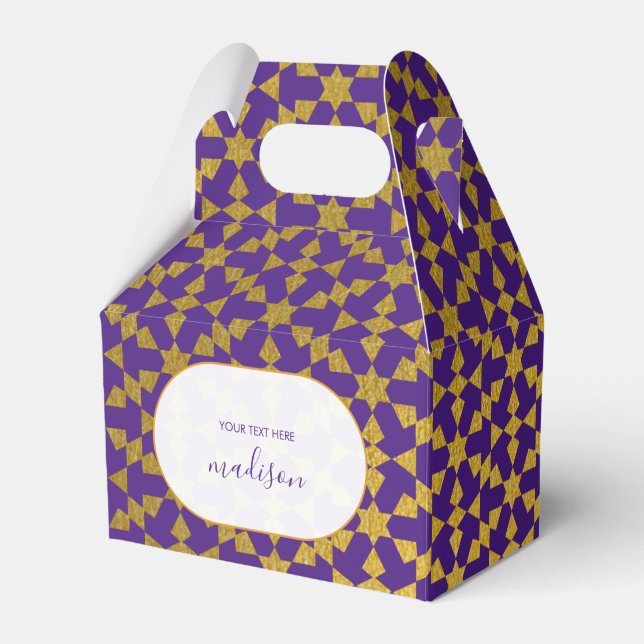 Ethnic Moroccan Purple & Gold Party Favor Box (Front Side)