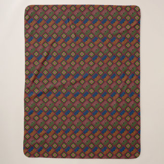 Ethnic Motif Diamond Grid Colourful Abstract Sherpa Blanket