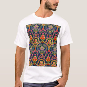 Ethnic Mughal Floral: Blue Seamless Pattern T-Shirt