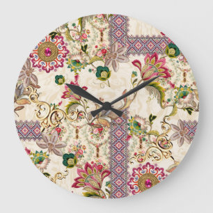 Ethnic Mughal Floral Paisley Large Clock