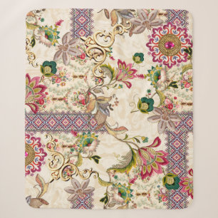 Ethnic Mughal Floral Paisley Sherpa Blanket