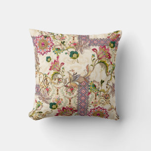Ethnic Mughal Floral Paisley Throw Pillow