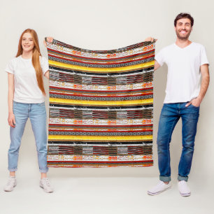 Ethnic Multicolored Distressed Geometric Fleece Blanket
