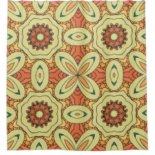 Ethnic orange seamless pattern with mandala. illus