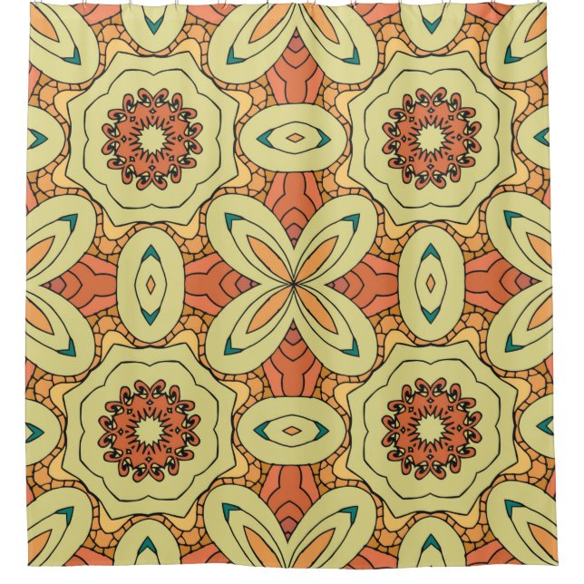Ethnic orange seamless pattern with mandala. illus (Front)