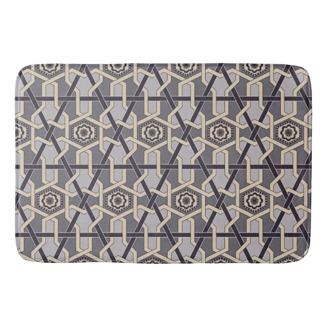 Ethnic Oriental Ornament  Embroidery decor Pattern Bath Mat (Front)