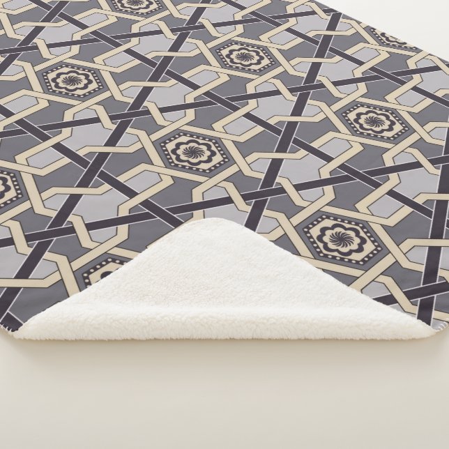 Ethnic Oriental Ornament  Embroidery decor Pattern Sherpa Blanket (3/4)