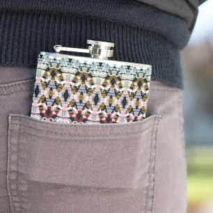 Ethnic ornament. Ikat. Hip Flask