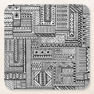 Ethnic Ornament Square Paper Coaster