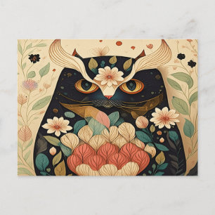Ethnic Owl Cat Postcard