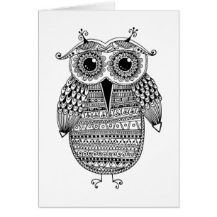 Ethnic Owl Ink Drawing
