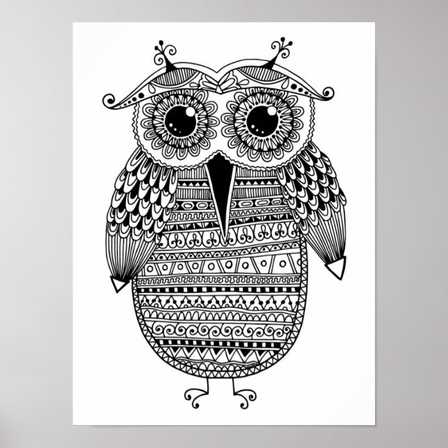Ethnic Owl Ink Drawing 2 Poster (Front)