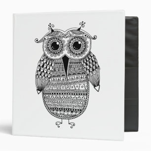 Ethnic Owl Ink Drawing Binder