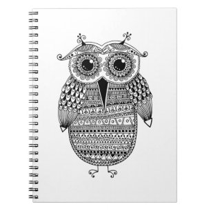 Ethnic Owl Ink Drawing Notebook