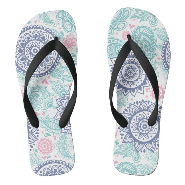 Ethnic Paisley Pattern Flip Flops (Footbed)