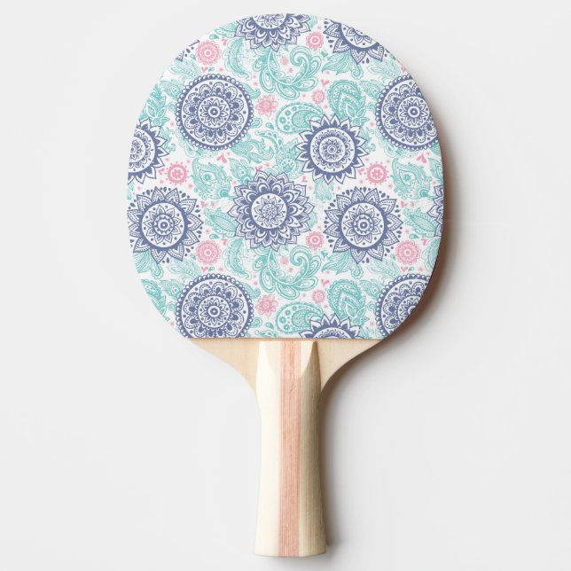Ethnic Paisley Pattern Ping Pong Paddle (Front)