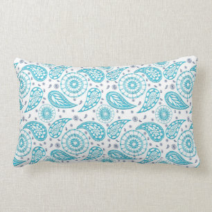ethnic paisley teal pattern. lumbar pillow