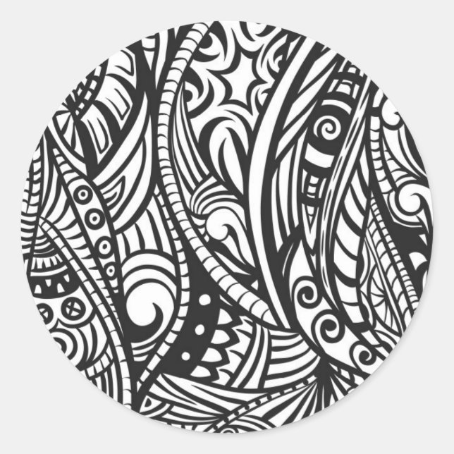 Ethnic pattern 3 classic round sticker (Front)