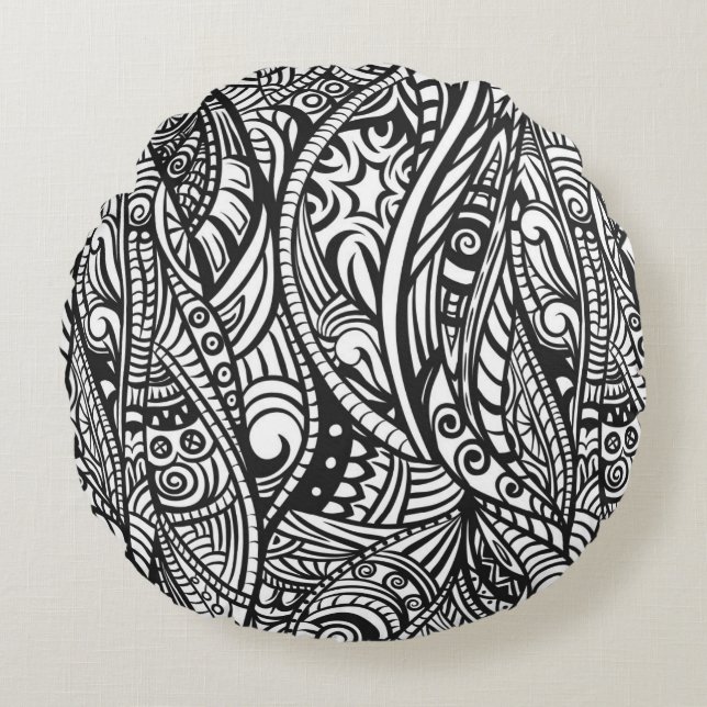 Ethnic pattern 3 round pillow (Front)