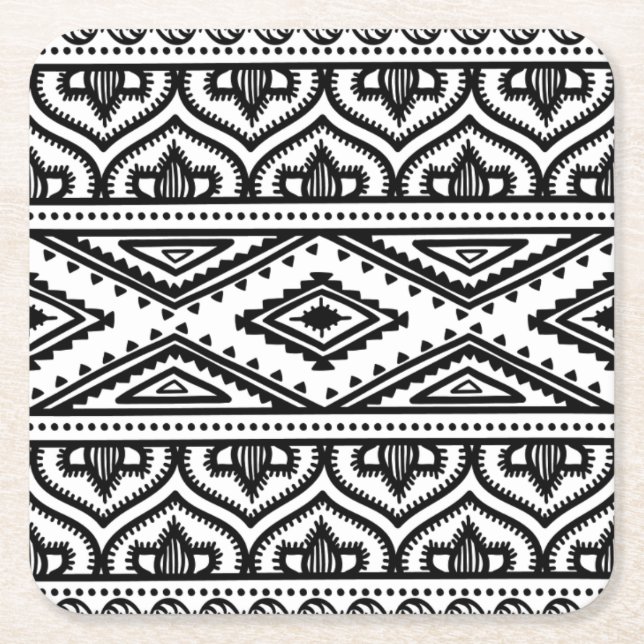Ethnic Pattern Design Square Paper Coaster (Front)