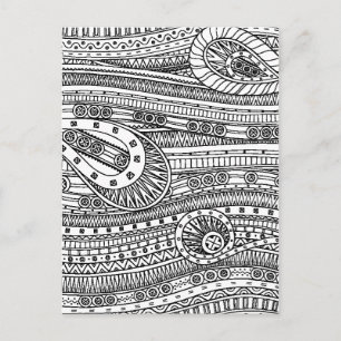 Ethnic Pattern Doodle Postcard