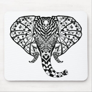 Ethnic Pattern Elephant Mouse Pad