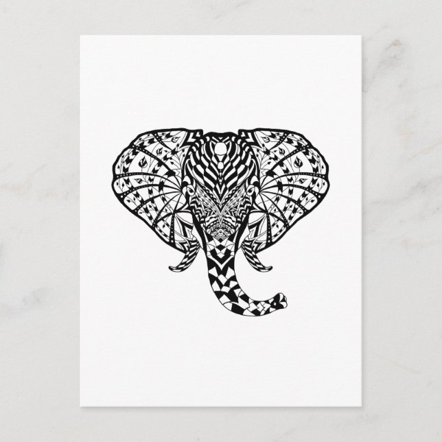 Ethnic Pattern Elephant Postcard (Front)