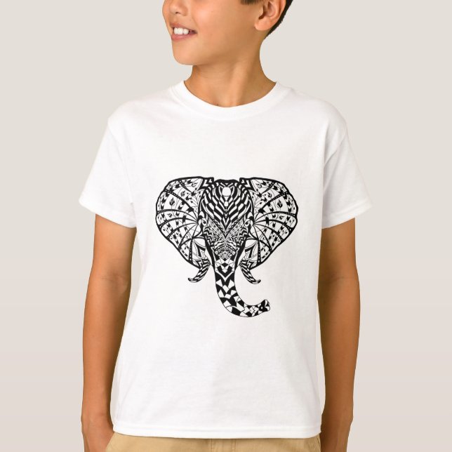 Ethnic Pattern Elephant T-Shirt (Front)