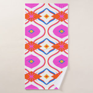Ethnic pattern in bright pink colour with Arabic, Bath Towel