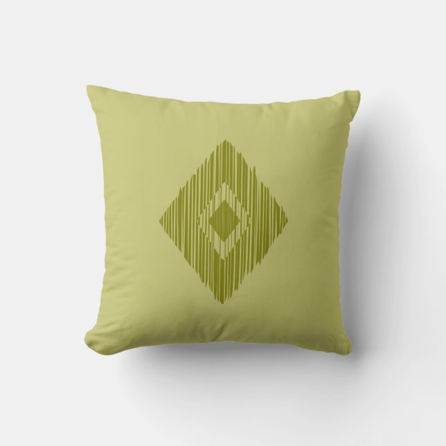 ethnic pattern on olive green throw pillow (Front)