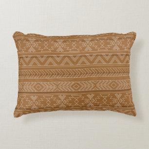 Ethnic pattern on wooden board. Vintage illustrati Accent Pillow
