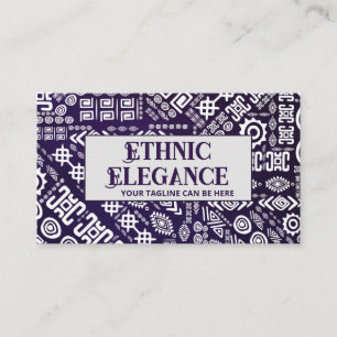 Ethnic Pattern Ornament white on violet Business Card